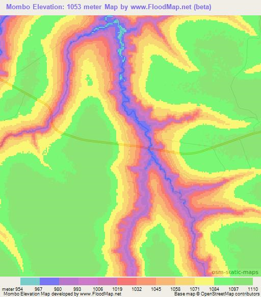 Mombo,Angola Elevation Map