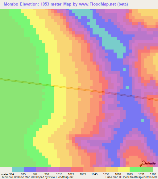 Mombo,Angola Elevation Map