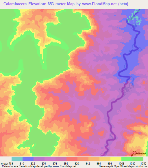 Calambacera,Angola Elevation Map