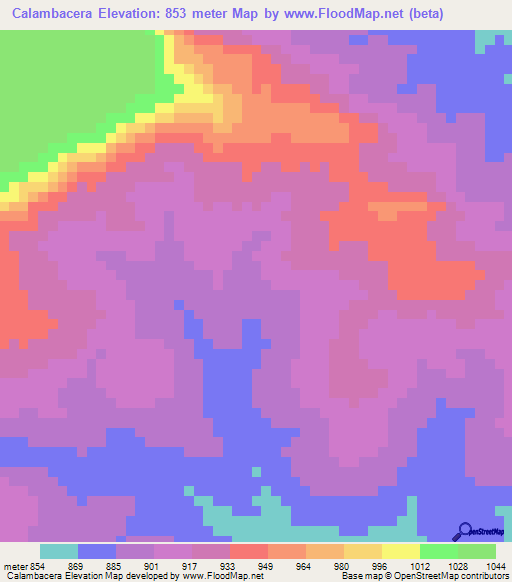 Calambacera,Angola Elevation Map