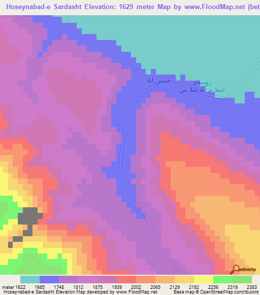 Hoseynabad-e Sardasht,Iran Elevation Map