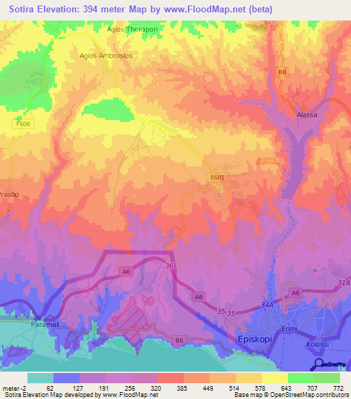 Sotira,Cyprus Elevation Map