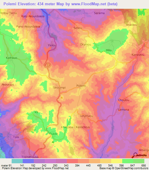 Polemi,Cyprus Elevation Map