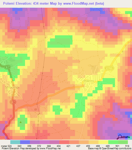 Polemi,Cyprus Elevation Map