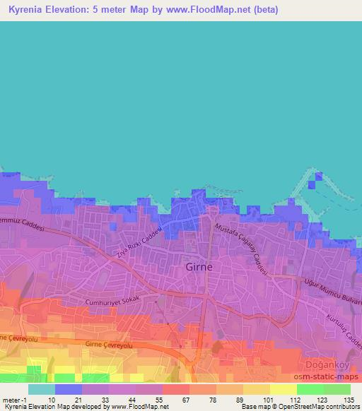 Elevation of Kyrenia,Cyprus Elevation Map, Topography, Contour