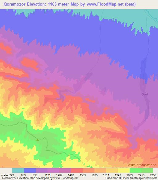 Qoramozor,Uzbekistan Elevation Map