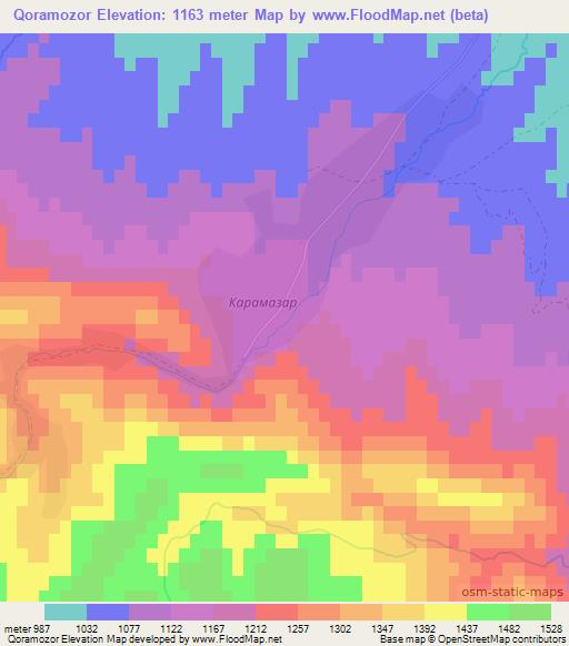 Qoramozor,Uzbekistan Elevation Map