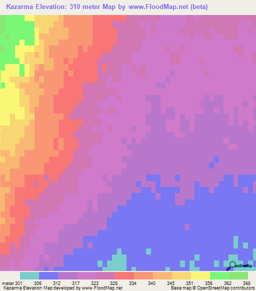 Kazarma,Turkmenistan Elevation Map