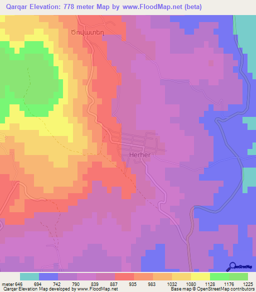 Qarqar,Azerbaijan Elevation Map