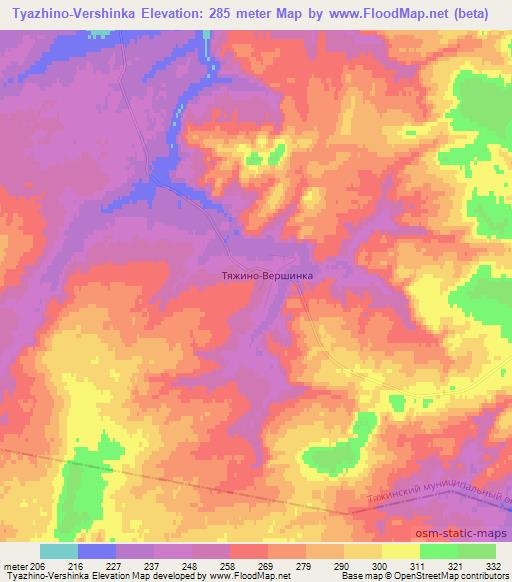 Tyazhino-Vershinka,Russia Elevation Map