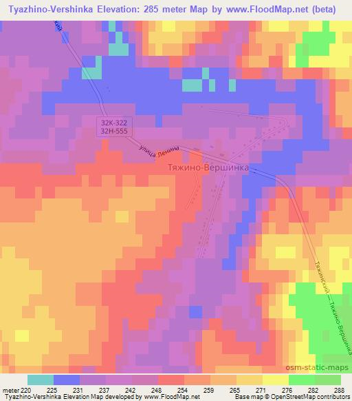 Tyazhino-Vershinka,Russia Elevation Map