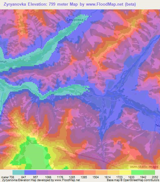 Zyryanovka,Russia Elevation Map