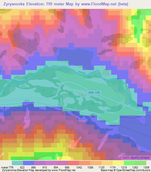 Zyryanovka,Russia Elevation Map