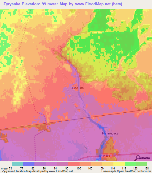 Zyryanka,Russia Elevation Map