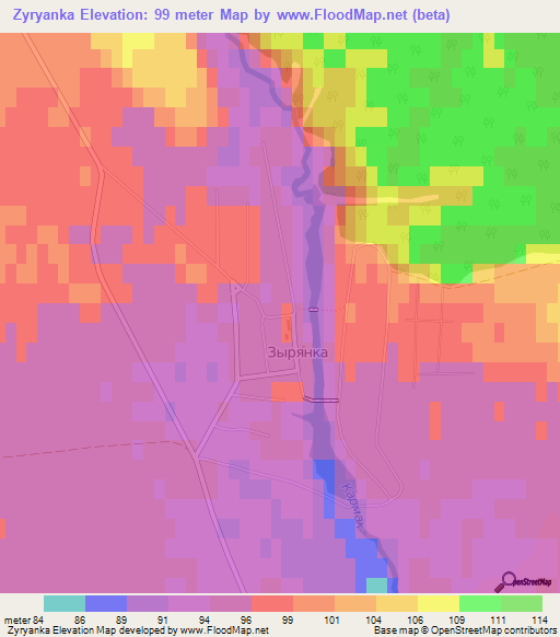 Zyryanka,Russia Elevation Map