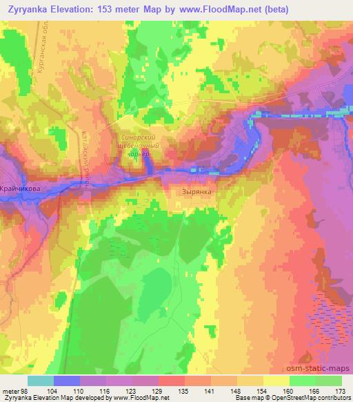 Zyryanka,Russia Elevation Map