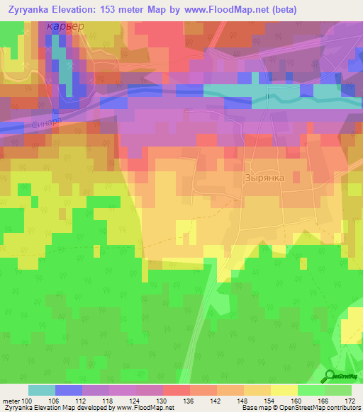 Zyryanka,Russia Elevation Map