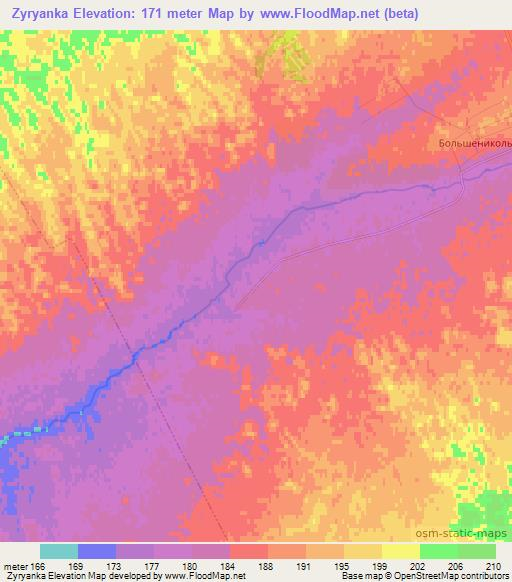 Zyryanka,Russia Elevation Map