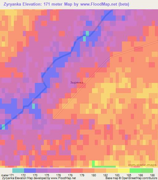 Zyryanka,Russia Elevation Map