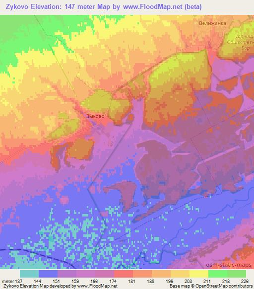 Zykovo,Russia Elevation Map