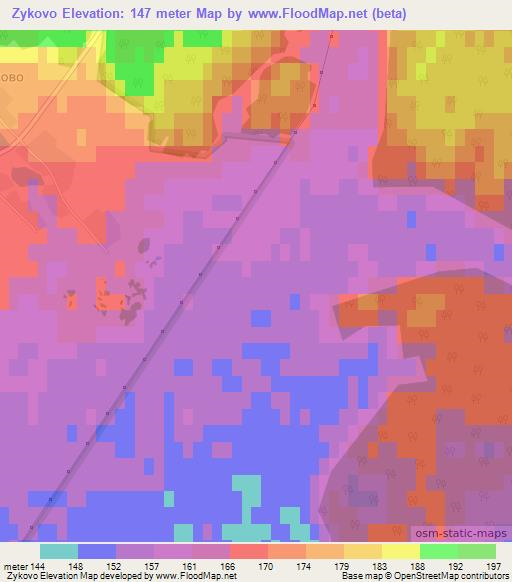Zykovo,Russia Elevation Map
