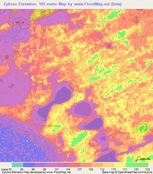 Zykovo,Russia Elevation Map