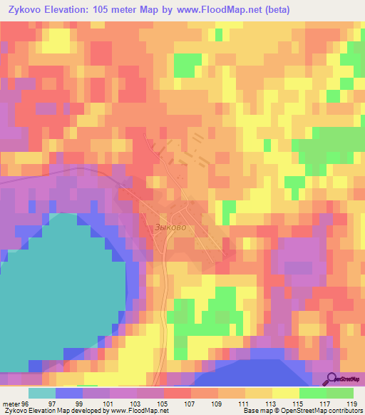 Zykovo,Russia Elevation Map