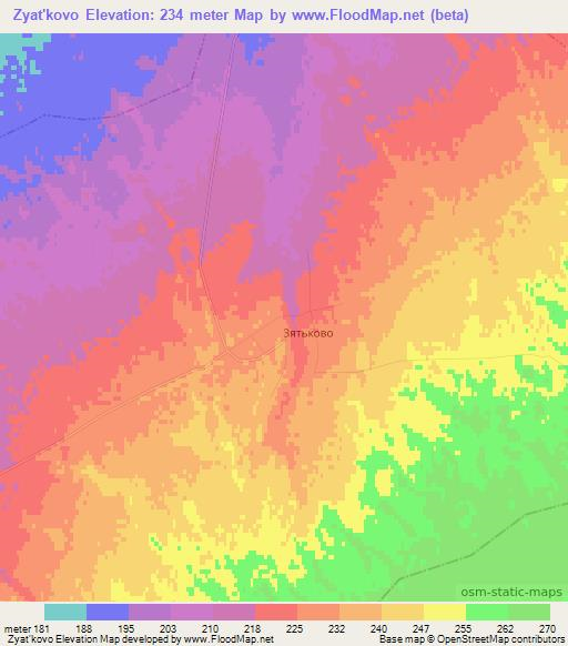 Zyat'kovo,Russia Elevation Map