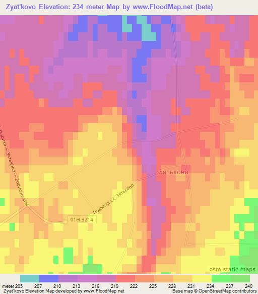 Zyat'kovo,Russia Elevation Map