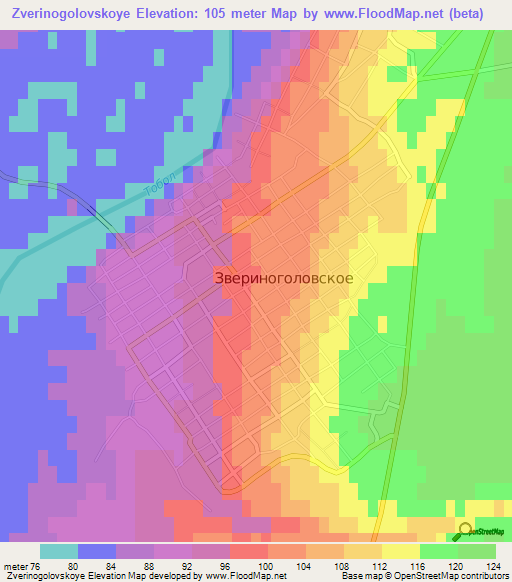 Zverinogolovskoye,Russia Elevation Map