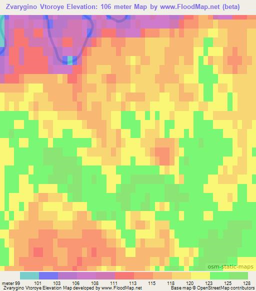 Zvarygino Vtoroye,Russia Elevation Map