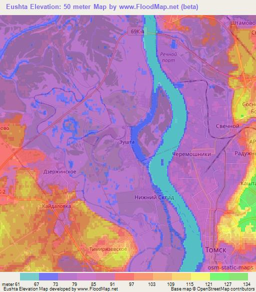 Eushta,Russia Elevation Map