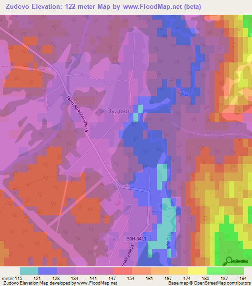 Zudovo,Russia Elevation Map