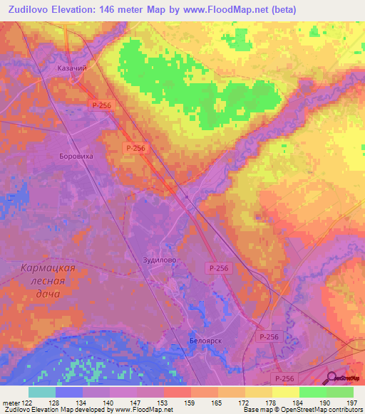 Zudilovo,Russia Elevation Map