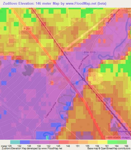 Zudilovo,Russia Elevation Map
