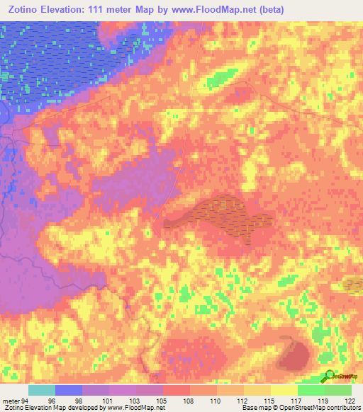 Zotino,Russia Elevation Map