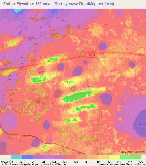 Zotino,Russia Elevation Map