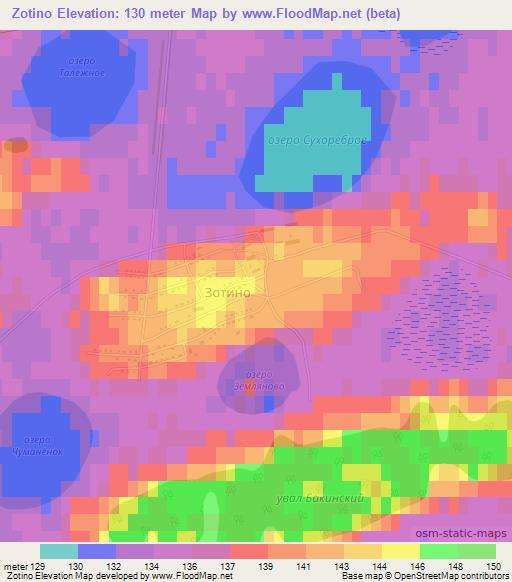 Zotino,Russia Elevation Map