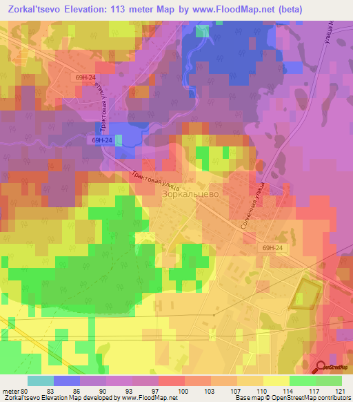 Zorkal'tsevo,Russia Elevation Map