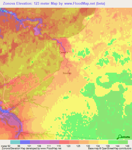 Zonova,Russia Elevation Map