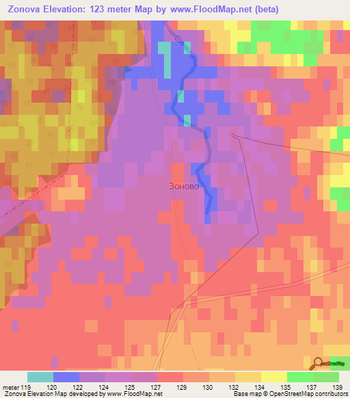 Zonova,Russia Elevation Map