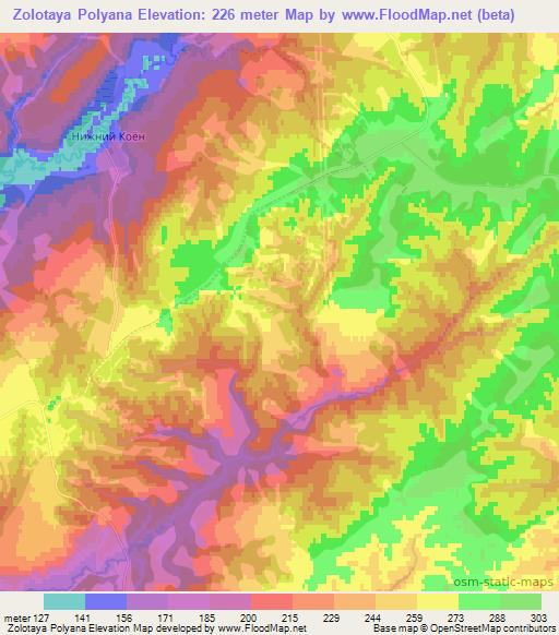 Zolotaya Polyana,Russia Elevation Map