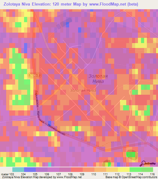 Zolotaya Niva,Russia Elevation Map