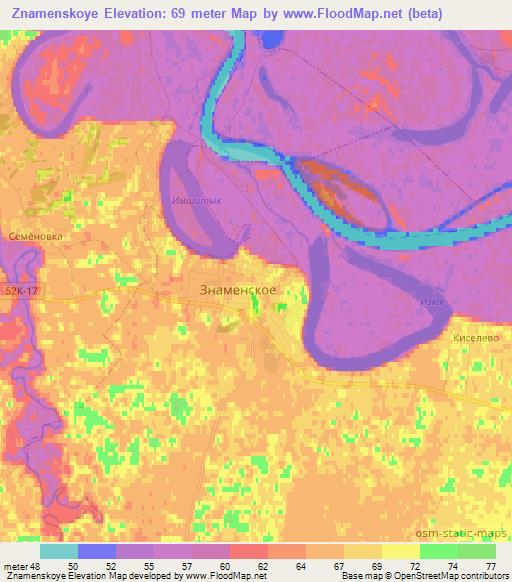 Znamenskoye,Russia Elevation Map