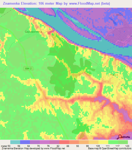 Znamenka,Russia Elevation Map