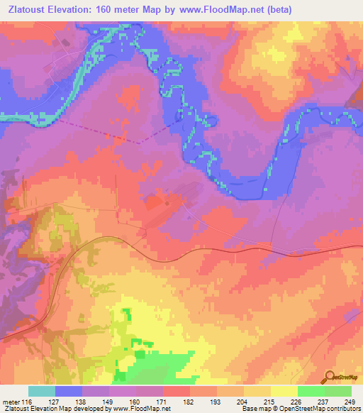 Zlatoust,Russia Elevation Map