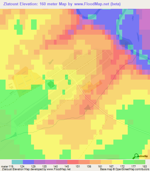 Zlatoust,Russia Elevation Map