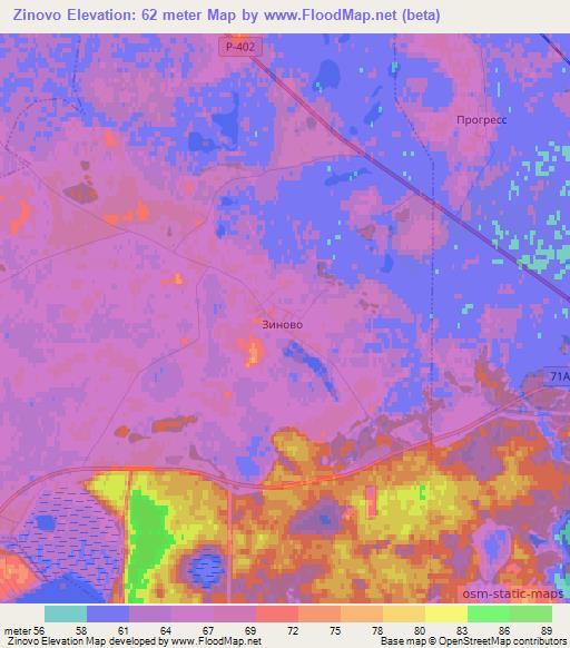 Zinovo,Russia Elevation Map