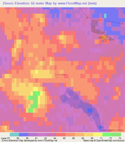 Zinovo,Russia Elevation Map