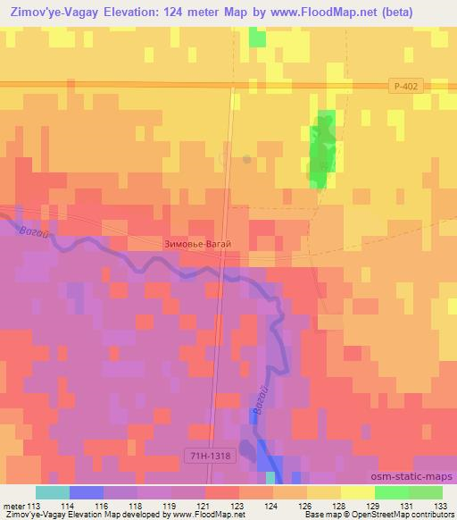 Zimov'ye-Vagay,Russia Elevation Map